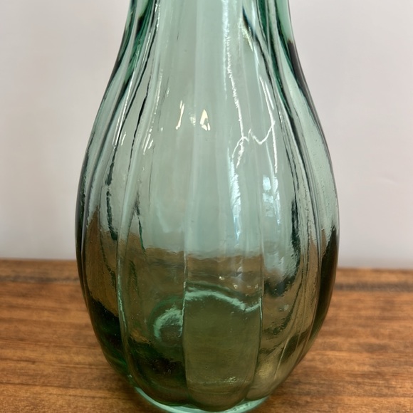 Recycled Green Glass Tall Bud Vase With Pattern - Picture 3 of 10